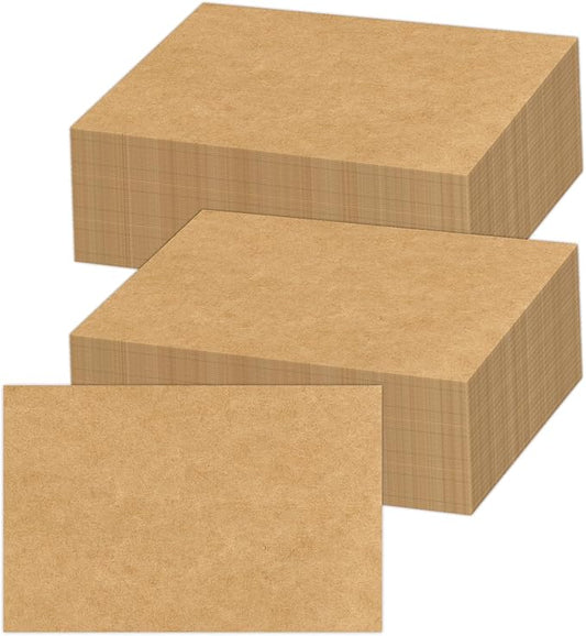 4x6 Blank Kraft Cardstock (Set of 100) - Card Stock for Printer Postcards, Photo Paper Invitations, Greeting, Note, Thank You, Index Cards - Plain for Writing, DIY Making, Stamping, Printing, Art