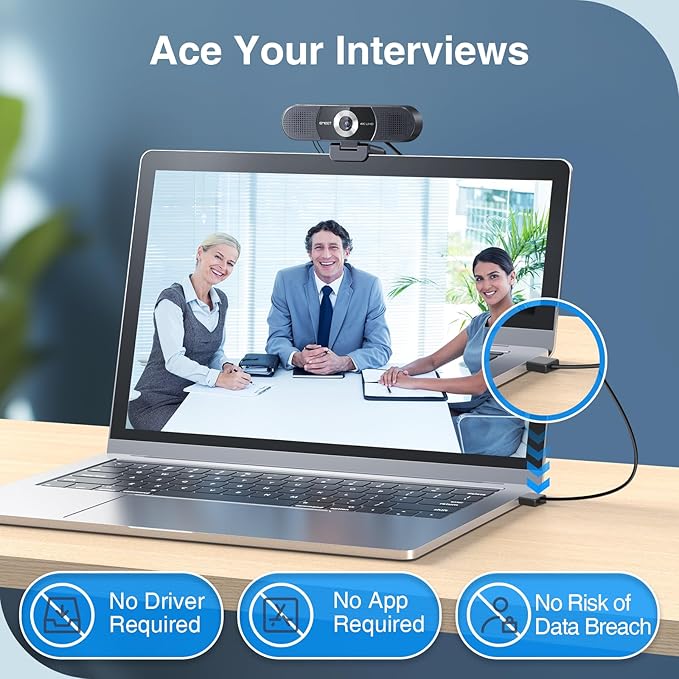 EMEET 3-in-1 4K Webcam with Microphone and Speaker, C980 PRO 60°-98° Wide Angle Webcam w/ 4 Noise Cancel Mics, 2 Speakers, Fixed Focus, Magnetic Privacy Cover, Great for Group and Personal Video Calls