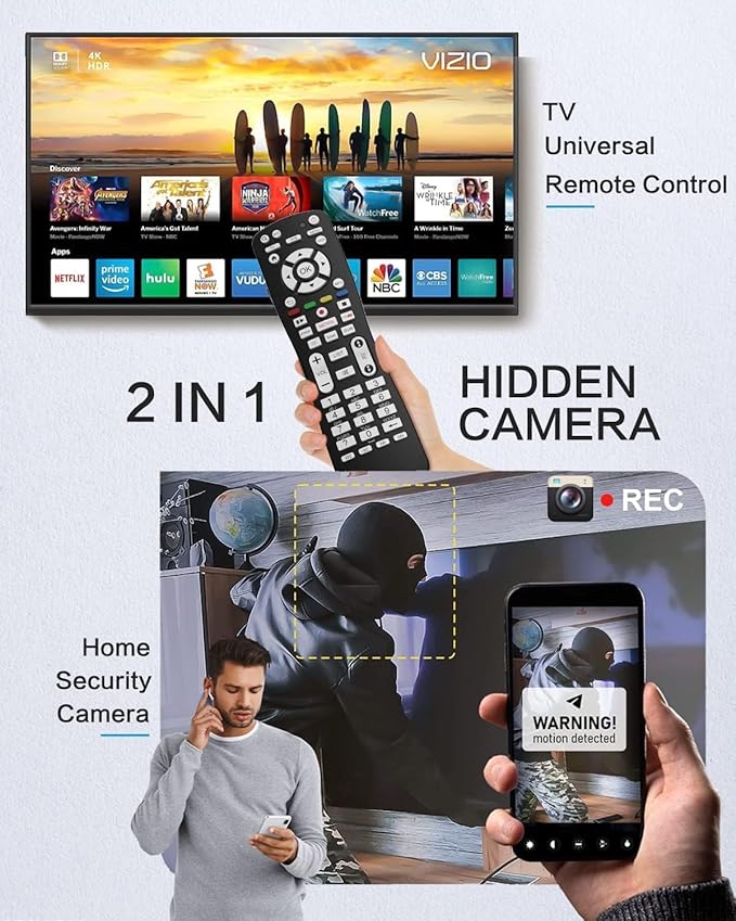 HD 1080P Hidden Camera TV Remote Spy Camera 2 in 1 Use WiFi Cameras - Image 2