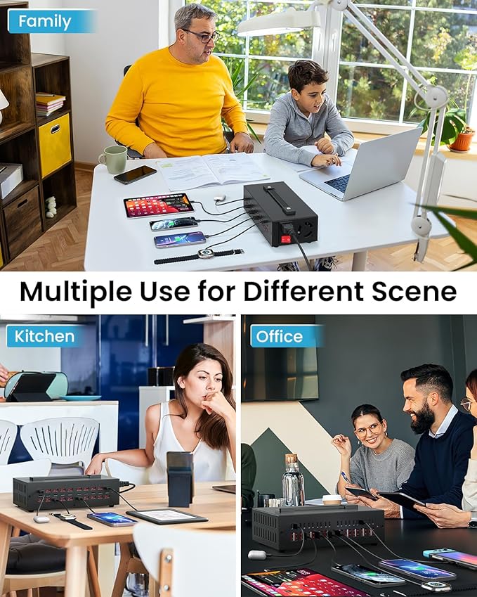 300W USB~c Charging Station, 40 Port (20 USB A & 20 USB~C Port) USB Charger Block, Fast Charging Station for Multiple Devices, Desktop Charger Compatible for iPhone, iPad, Tablets