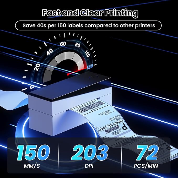 Bluetooth Shipping Label Printer 4x6, 249BT Thermal Label Printer for Small Business, Shipping Packages, Office, Home, Compatible with Amazon, Ebay, USPS