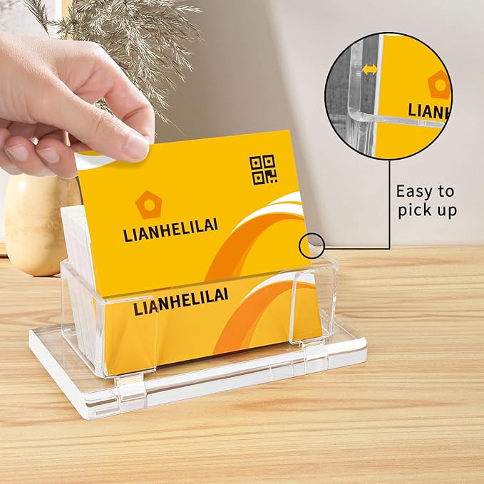 2Pack Acrylic Business Card Holder Enlarged Holds 120 Cards for Office/Exhibition/Restaurant Desk/Counter Display Name Card Organizer Stand