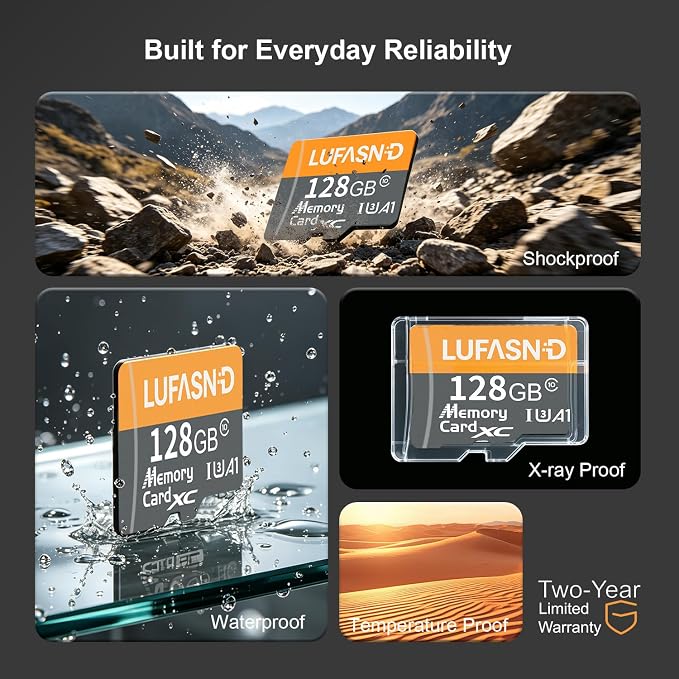 128GB Micro SD Card with Adapter, High Speed U3 C10 V30 SDXC Memory Card Up to - Image 6