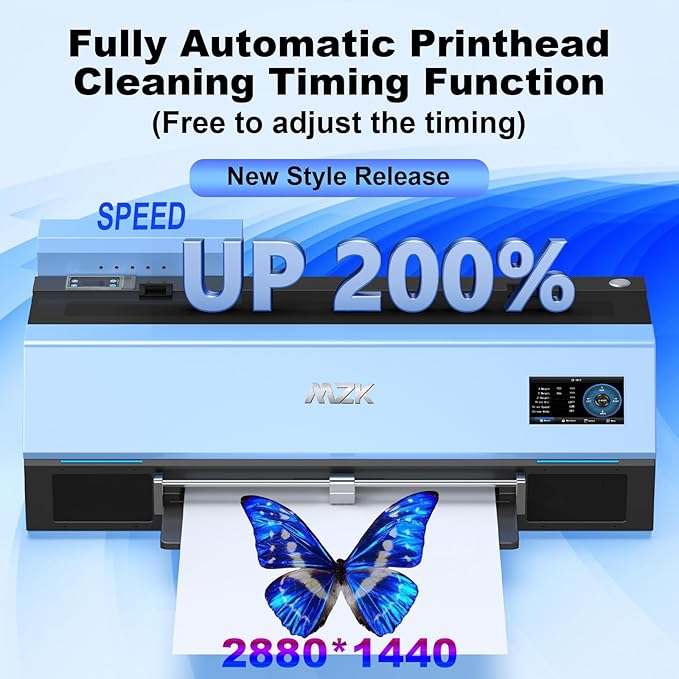 MZK A3 Plus DTF Printer XP600 Doubled-Speed,13+" DTF Film,Built-in Holiday Automatic Timed Cleaning Printhead,LED Multi-Function Fouch Screen,Film Cutter,White Ink Circulation,Gift Ink 2 Year