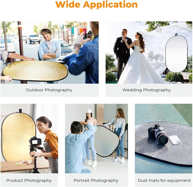 K&F CONCEPT 40" x60” 5-in-1 Oval Foldable Reflector - Image 5