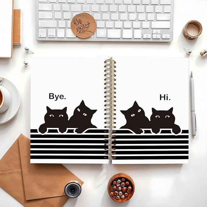 Funny Cat Notebook Journal, Black Cat Spiral Notebook, Black Cat Gifts, Cat Notepad, Cat Stationary, Gifts for Cat Lovers, College Ruled Spiral Notebook 80 Sheets -160 Pages 5.5x8.3 Inch
