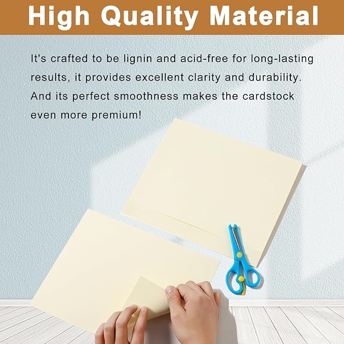 40 Sheets Cream Cardstock 8.5 x 11 Off White Paper, 200gsm/75lb Ivory Card Stock Certificates Paper for DIY Cards Making, Business Cards, Invitations, School Crafting, Menus, Office Printing