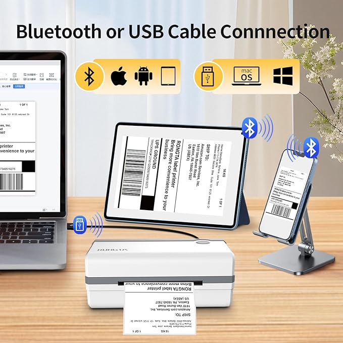 Rongta Bluetooth Thermal Shipping Label Printer, Wireless 4x6 Label Sticker - Image 4