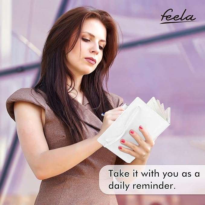 feela 5 Pack Notebooks Journals Bulk, Hardcover Notebook Classic Ruled Lined Journals with Pen Holder for Women Girls School Business Supplies, with 5 Black Pens, 120 GSM, 5.1”x8.3”, A5, White