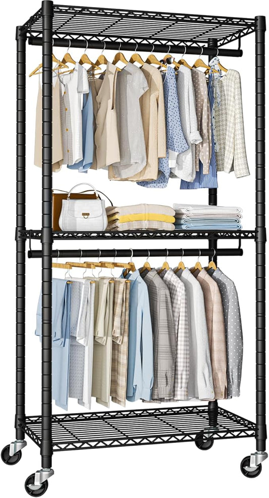 Heavy-Duty Portable Closet, 30"W x 14"D x 76"H, Black, Carbon Steel