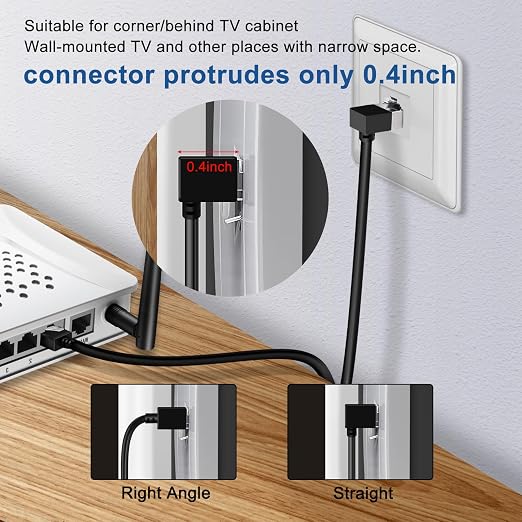 90° Downward Angled Cat 6A Ethernet Ultra Slim Cable 25 Feet 2Pack, Flexible - Image 6