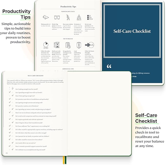 Roterunner 2025 B5 Purpose Planner Notebook 7.5'x9.8' Undated Daily Weekly Monthly Productivity Goal Setting Tool for Work Home ADHD Planner Adults Self Care Journal