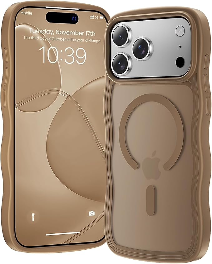 toushion for iPhone 17 Pro Case Cute Brown, Fits MagSafe, Matte Skin Feeling by Unknown