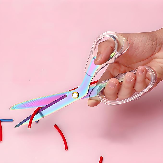 9 Inch All Purpose Scissors for Adults - Ins Style Clear Handle, 2Cr13 Stainless Steel Sharp Blade - Ideal for Fabric Crafts, Tailor's Shears - All-Purpose Fabric Scissors, Crafting & Office