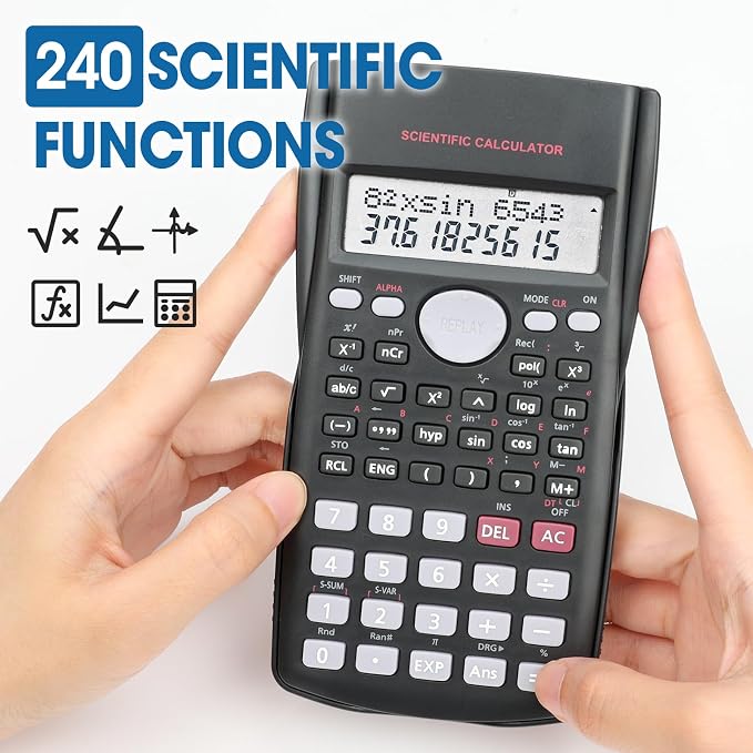 16 Pack Scientific Calculators, 2-Line Large Screen Display 240 Functions - Image 3