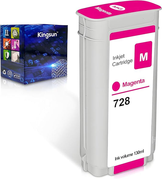 HPQ 728 Ink Cartridge Magenta 130 ml Compatible with DesignJet T730 T830 MFP Large Format Plotter Printers (F9K16A) (1-Pack, Magenta)