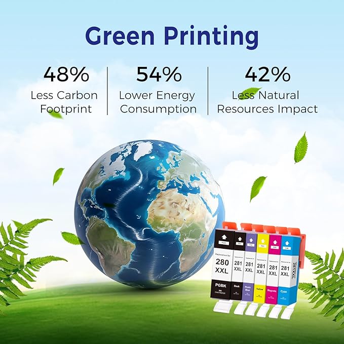 TOKYOINK Compatible Ink Cartridge Replacement for Canon PGI-280XXL CLI-281XXL PGI 280 XXL CLI 281 XXL to use with PIXMA TS8320 TS8220 TS8120 (PGBK, Black, Photo Blue, Cyan, Magenta, Yellow) 6 Pack