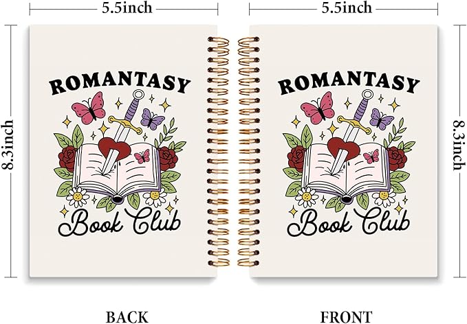 JXREQ Cute Floral Reading Book Club Notebook Journal for Women Book Lovers, Bookish Gifts for Women, Romantasy Book Club Spiral Notebooks 5.5x8.3