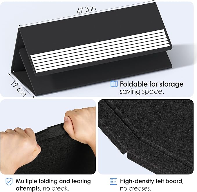 MaxGear Extra Large Bulletin Board 72" x 48", Foldable Felt Board Vision Board Supplies, Cork Board for Office, Home, School, Small Pin Boards for Walls Decorative Display Board Black