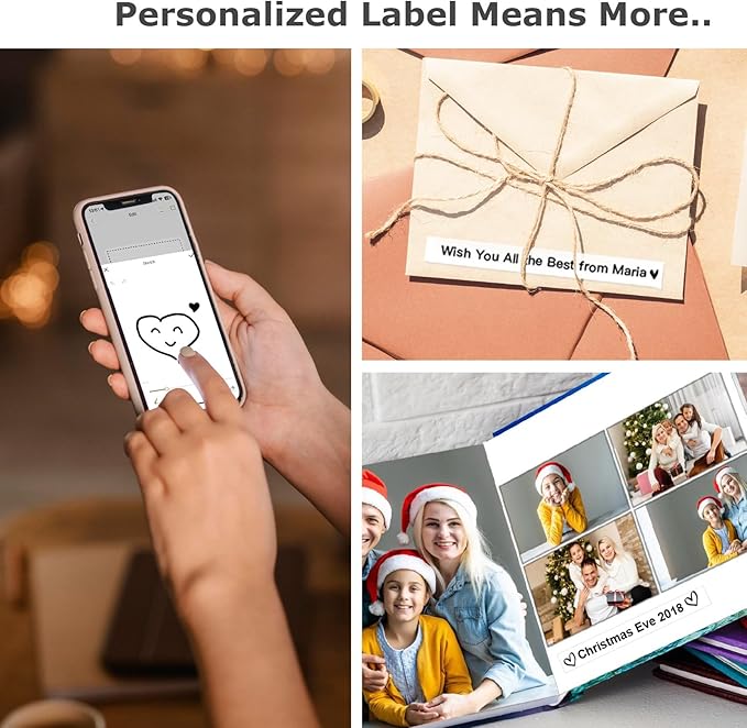 SUPVAN E10 Bluetooth Label Maker Machine with Tape, Continuous Waterproof Label, Versatile App with 35 Fonts and 1k+ Icons, Inkless Labeler for Home, Kitchen, School, Office Organization, White