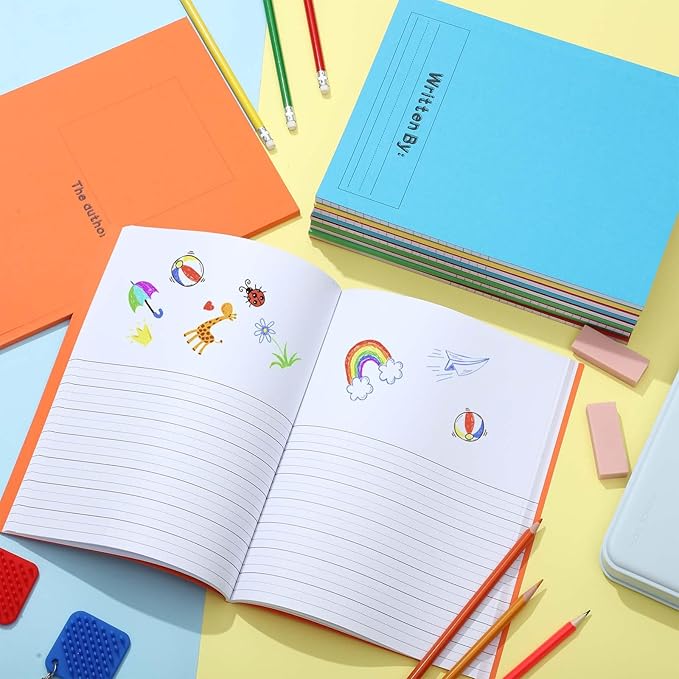 Henoyso 48 Pcs 120 Pages Primary Composition Notebooks K-2 9 3/4 x 7 1/2 Inch Journals Primary Journals Blank Books for Kids to Write Stories Kindergarten (Colorful)