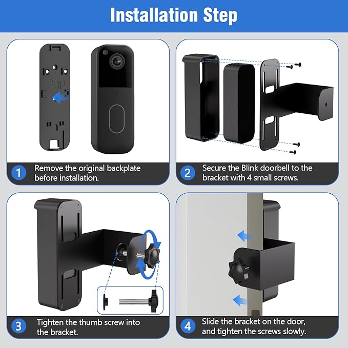 Anti-Theft Doorbell Mount for Blink, No-Drill Doorbell Door Mount Bracket Video - Image 4