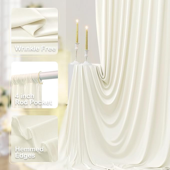 12ft x 10ft Ivory Backdrop Curtains - Image 2