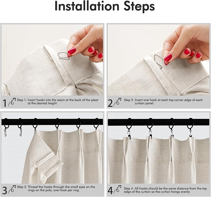 ANRODUO Memory Trained Pinch Pleated Curtains 90 Inches Long, Viral Linen Pinch - Image 9