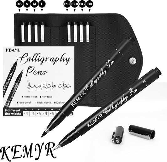 8 Micro Fine liner Drawing Art Pens Calligraphy Pens: XS-E3.0 Size Black Art supplies Waterproof Archival Black Ink Markers For Artists,Use for Professional Watercolor,Sketching