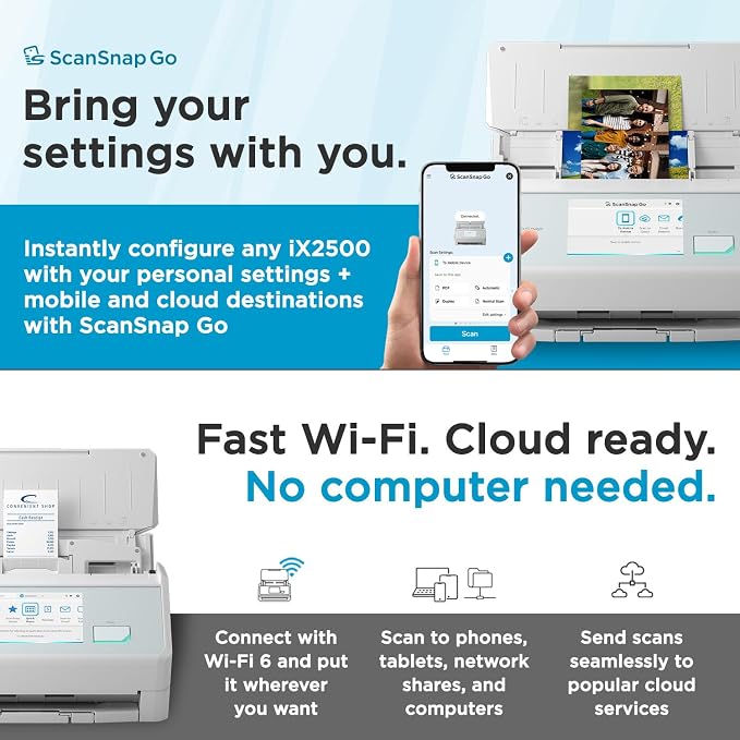 ScanSnap iX2500 Wireless or USB High-Speed Cloud Enabled Document, Photo & - Image 4