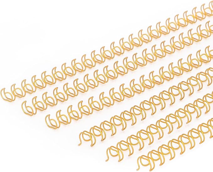 100 Pack Double Loop Wire Binding Spines, YolieraArt Wire Binding Spines, 7/16 Inch Binding Wire for Letter Size (7/16 Inch (80 Sheet Capacity), 100P, 3:1 Pitch, Gold)