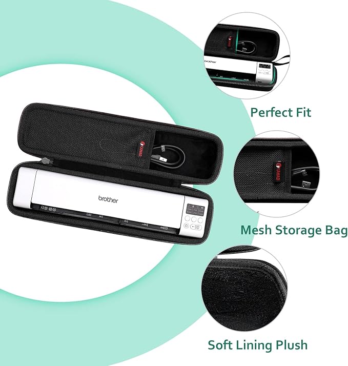 XANAD Black Case for Brother DS-640 or DS-740D or DS-940DW or DS-720D or Doxie Go SE Wireless Document Photo Scanner