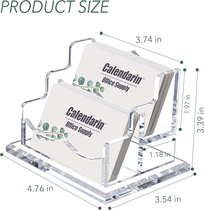 Acrylic Business Card Holder for Desk, Clear Business Name Card Display Card Organizer, Morden Desk Accessory Supply for Office, Horizontal, 2-Slot