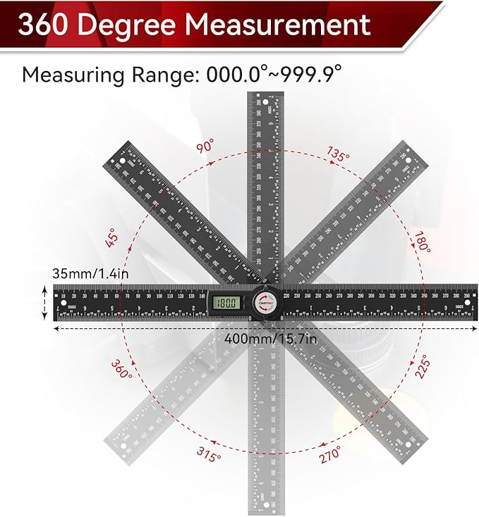 GemRed 82305 Aluminum Digital Angle Finder Protractor