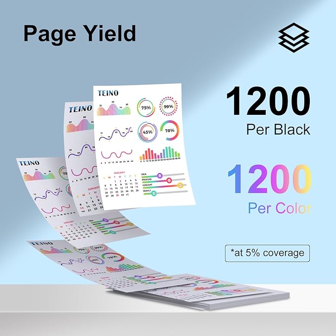 TEINO 252XL 252 Ink Cartridges Combo Pack Remanufactured Ink Cartridge Replacement for Epson 252 XL 252XL for Workforce WF-7710 WF-3640 WF-7720 WF-3620 WF-7620 (Black Cyan Magenta Yellow, 4-Pack)