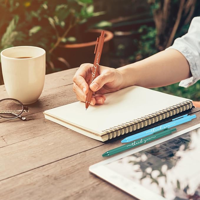 50pcs Thank You Pens Bulk Cute Multicolor Ballpoint Pen for Men Women Server Accessories Employee Holiday Appreciation Gifts for Teacher Office Back to School Party Favor (Morandi)