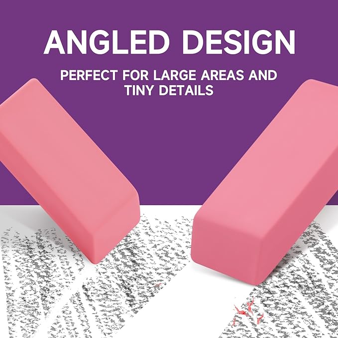 144 Pack Pink Erasers Bulk, Large Pencil Erasers for School, Classroom, Teacher, Homeschool, and Office Supplies