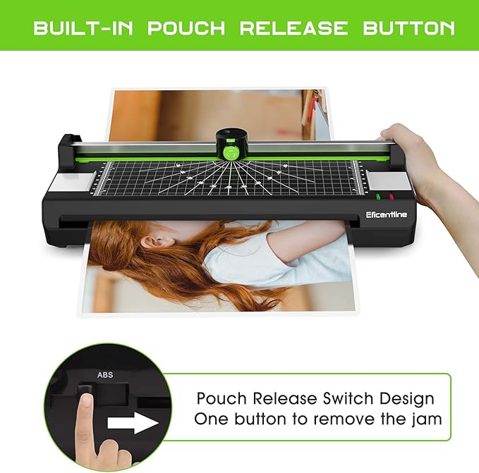 Laminator Machine for A3/A4/A6, Thermal Laminating Machine for Home Office School Use with 50 Pouches, Paper Trimmer and Corner Rounder (Green)