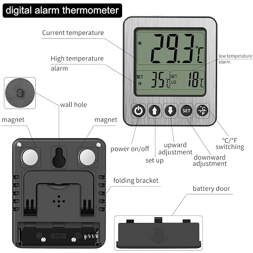 Refrigerator Thermometer Freezer Alarm Digital Freezer Thermometer Fridge - Image 2