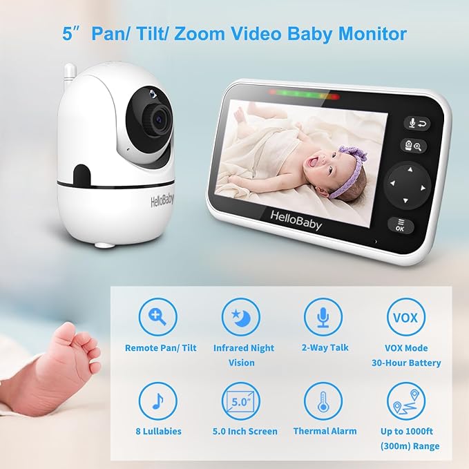 HelloBaby 5" Screen Baby Monitor - Image 2