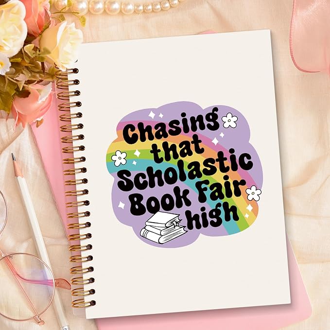 JXREQ Cute Rainbow Book Notebook Journal Bookish Gifts for Book Lovers, Journaling Notbooks for Work Office School Women Girls Gifts, Preppy Bookish Spiral Notebooks 5.5x8.3