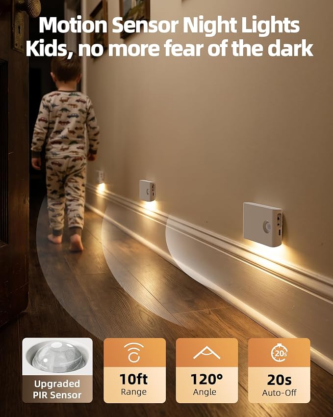 EZVALO 8 Pack Motion Sensor Night Lights Indoor, Rechargeable 1500mAh LED Stair - Image 4