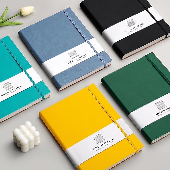 AHGXG Graph Paper Notebook - Grid Paper Notebook Large A4 8.5''×11'', 320 Pages Thick Journal, 100gsm Thick Graph Paper, Leather Softcover, Inner Pocket - GrayBlue