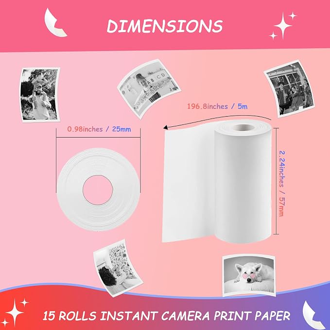 MIARALA 15 Rolls Instant Camera Refill Print Paper, HD Print Camera Paper Refill - Image 5