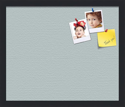 PinPix 18x15 Inch Cork Bulletin Board. This Decorative Framed Pin Board Comes with Soft Blue Design and a Satin Black Frame. Ideal for Home Office Decor or Message Board (PinPix-1814)