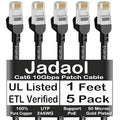 Jadaol Cat6 Ethernet Patch Cables 1ft 5-Pack, 10Gbps 24AWG Pure Copper RJ45 by Jadaol