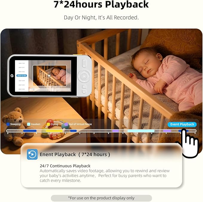 Ellie Pro Baby Monitor with Camera and Audio, 6000mAh Battery, Remote - Image 4