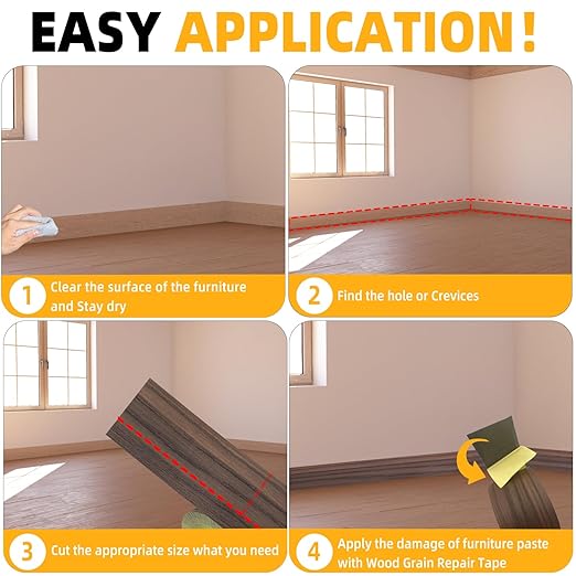 GSCIT Club Wood Grain Repair Tape, 2.3 inch X 25ft Self Adhesive Walnut Grain Repair Patch for Tables, Chairs, Baseboards, Doors, Windows, Floors, Handicraft DIY.