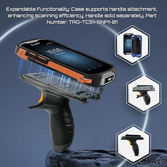 TC51 TC52 TC56 TC57 TC510K Case with Hand Strap - Protective & Ergonomic for Zebra Handheld Barcode Scanners SG-TC5X-EXO1-01 SG-TC5X-EXONHS-01 (Orange)