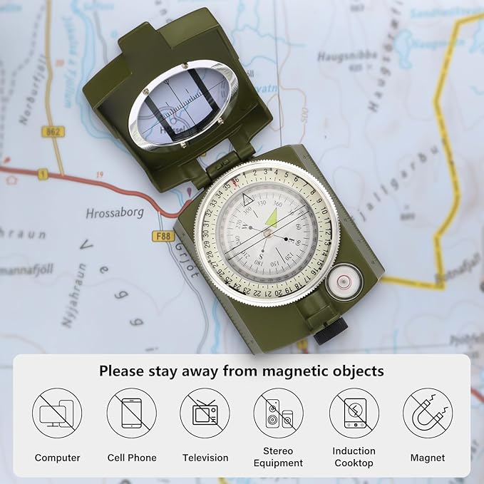 INMAKER Compass, Compass Hiking with Survival Whistle, Luminous Compass Gift for Kids, Apply to Outdoor Survival, Camping and Navigation